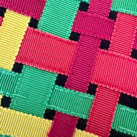 Vintage CARLISLE Colorful Multicolor Linen Ribbon Plaid Women's Pencil Skirt 12 - Picture 3 of 14